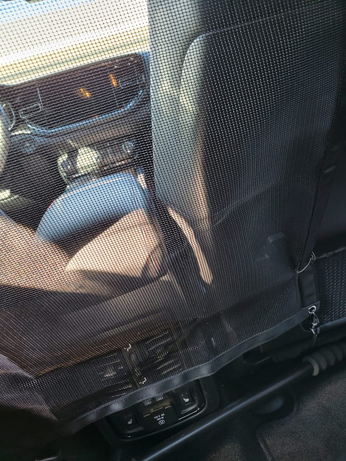 Dog Car Net Barrier - Universal Fit Sturdy Mesh, Easy to Install, Convenient for Air Conditioning, Easy to Clean & with Flexible Bungee Cords for Seat Movement customer photo 1