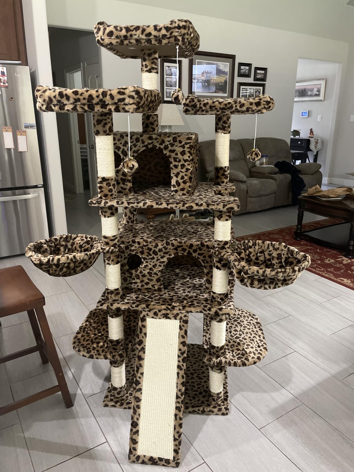 Allewie 68 Inches Cat Tree/House and Towers for Big Feline/Scratching Post/Multi-Level Large Kitty Climbing Tree with Condo/Smokey Grey customer photo 1