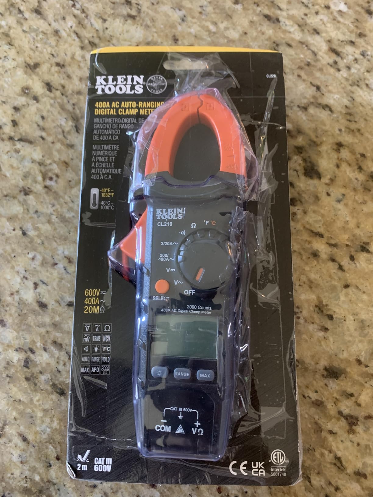 Klein Tools CL220 Digital Clamp Meter, Auto-Ranging 400 Amp AC, and Temp customer photo 1