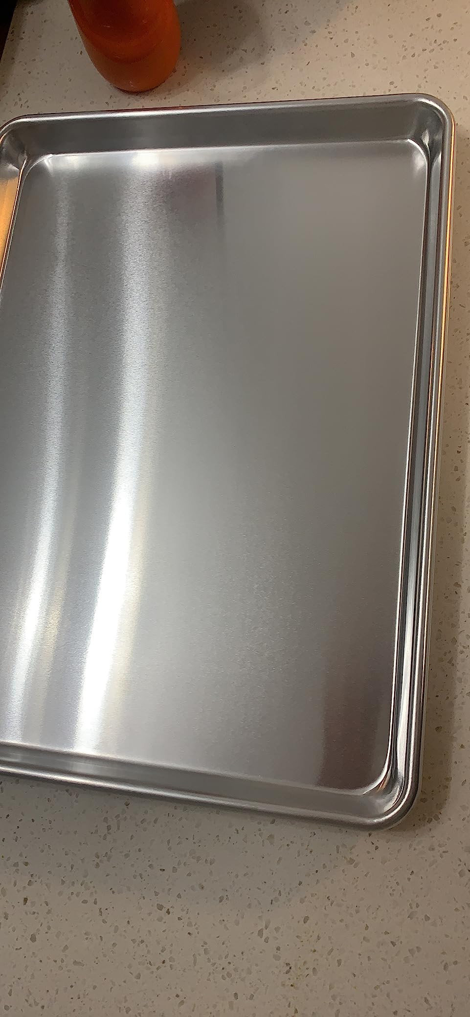 Commercial Quality Cookie Sheet Pan - 2 Pack Aluminum Half Sheet Baking Pan by Saffron & Sage Home Living - This 18x13 Rimmed Baking Sheet Set is Rust & Warp Resistant, Heavy Duty, of Thick Gauge customer photo 1