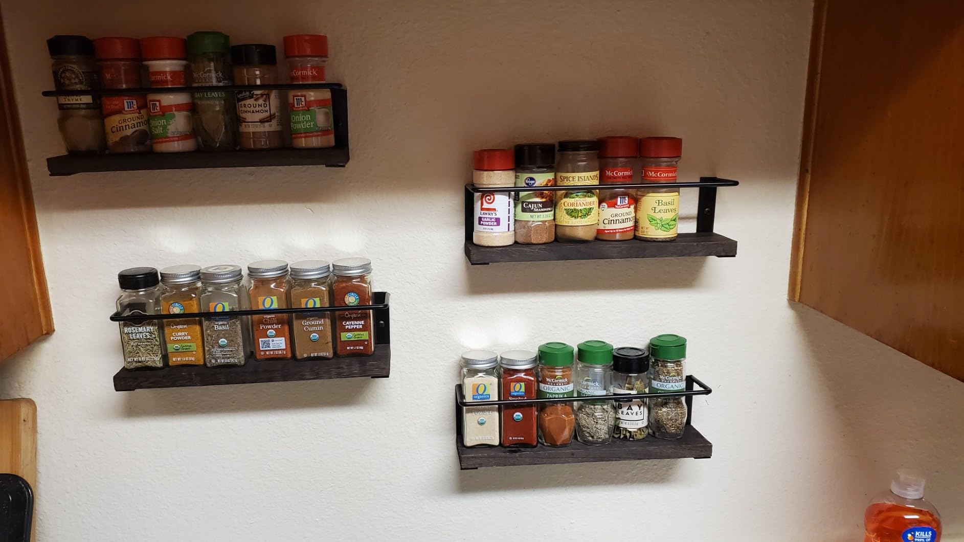 SpaceAid Spice Rack Organizer for Cabinet Door or Wall Mount (4 Pack) with 415 Spice Labels - Wood Hanging Seasoning Shelf for Cupboard Pantry or over the Stove customer photo 1