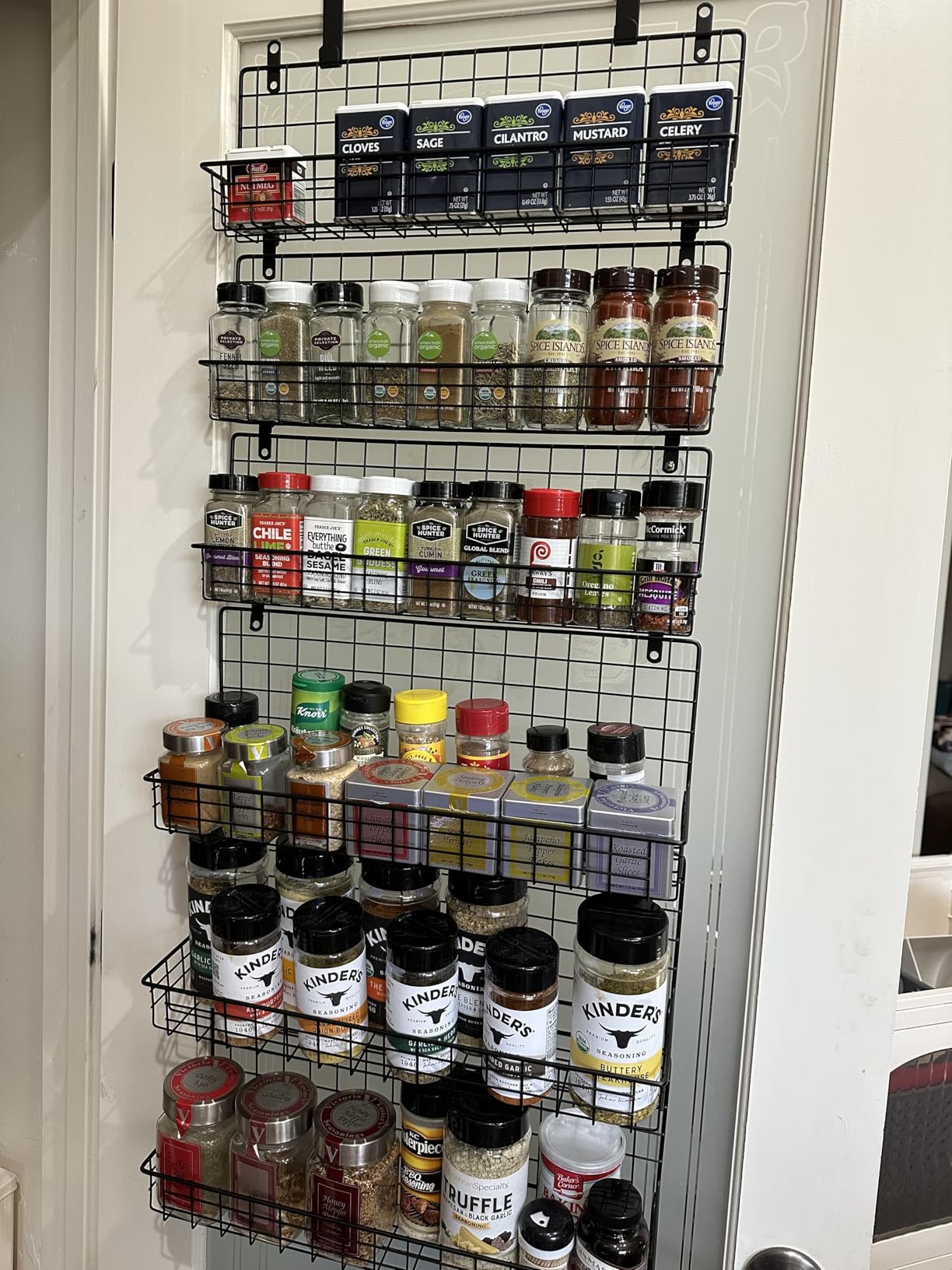 JKsmart 6-Tier Spice Rack Organizer with Door Hook, Wall Mounted & Over the Door Spice Racks for Kitchen Pantry Door Cabinet, Two Size, Large Capacity, Black customer photo 2