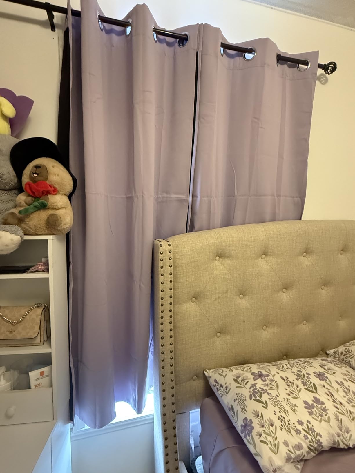 Thermal Insulated 100% Blackout Curtains for Bedroom with Black Liner, Light Blocking Drapes with Black Backing, Thermal Insulated Solid Grommet Panels for Living Room, 52Wx84L, Beige, 2 Panels customer photo 1