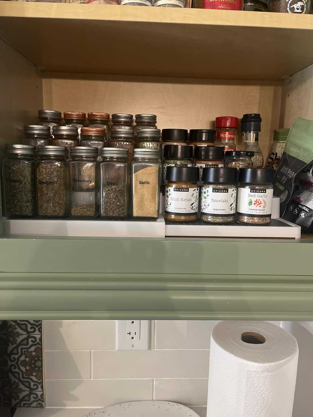 Oizeir 3-Tier Expandable Spice Rack Organizer for Cabinet, White/Grey customer photo 1