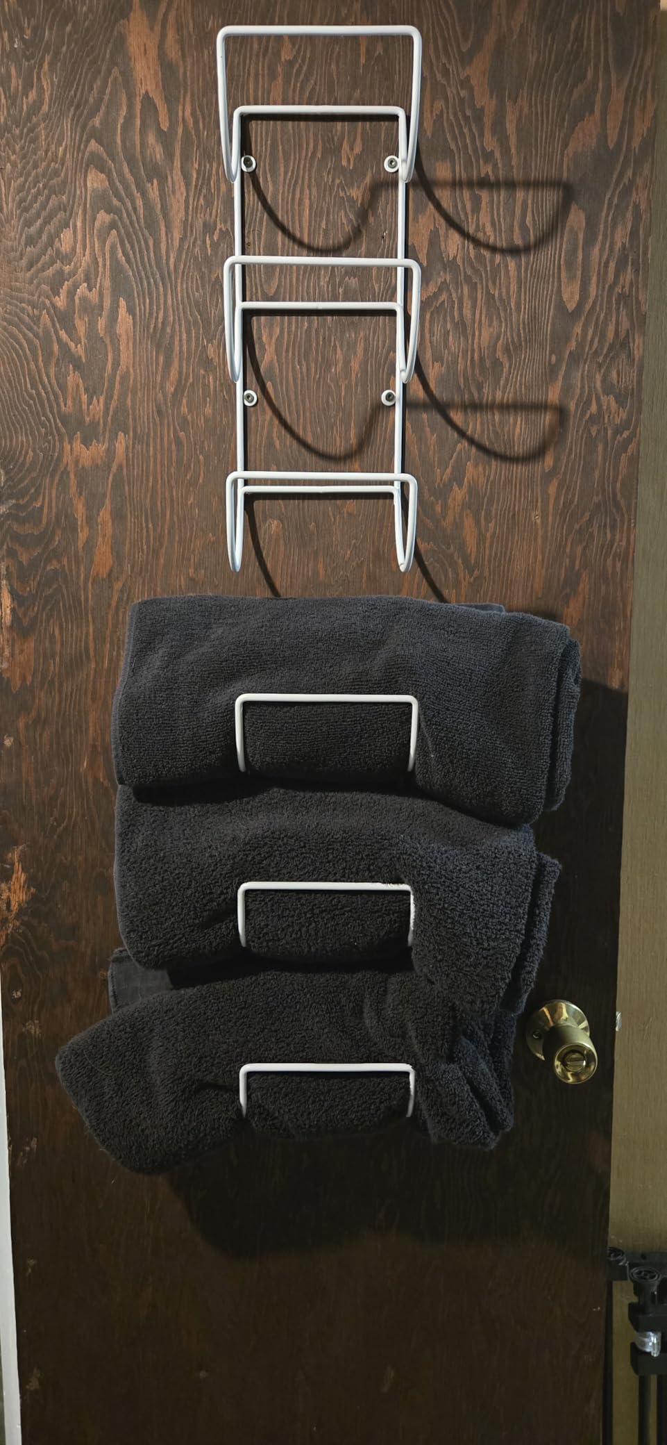 NearMoon Towel Rack Wall Mounted- All Metal Bathroom 2 Towel Rack Holders+ Hand Towel Storage Basket, Rustproof 3 Level Wine Rack Organizer for Hand Towels, Washcloths, 2+1 Pack (Matte Black) customer photo 1