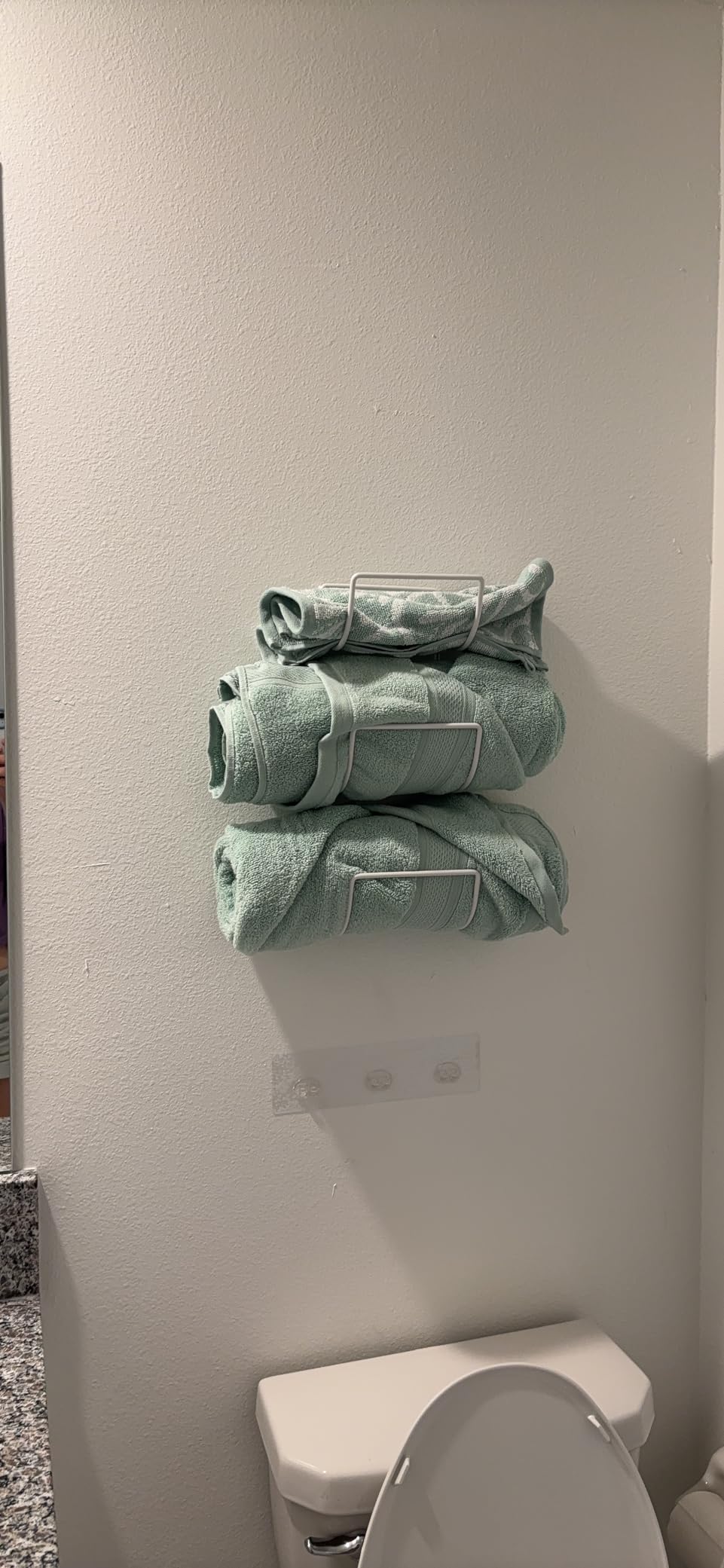 NearMoon Towel Rack Wall Mounted- All Metal Bathroom 2 Towel Rack Holders+ Hand Towel Storage Basket, Rustproof 3 Level Wine Rack Organizer for Hand Towels, Washcloths, 2+1 Pack (Matte Black) customer photo 2