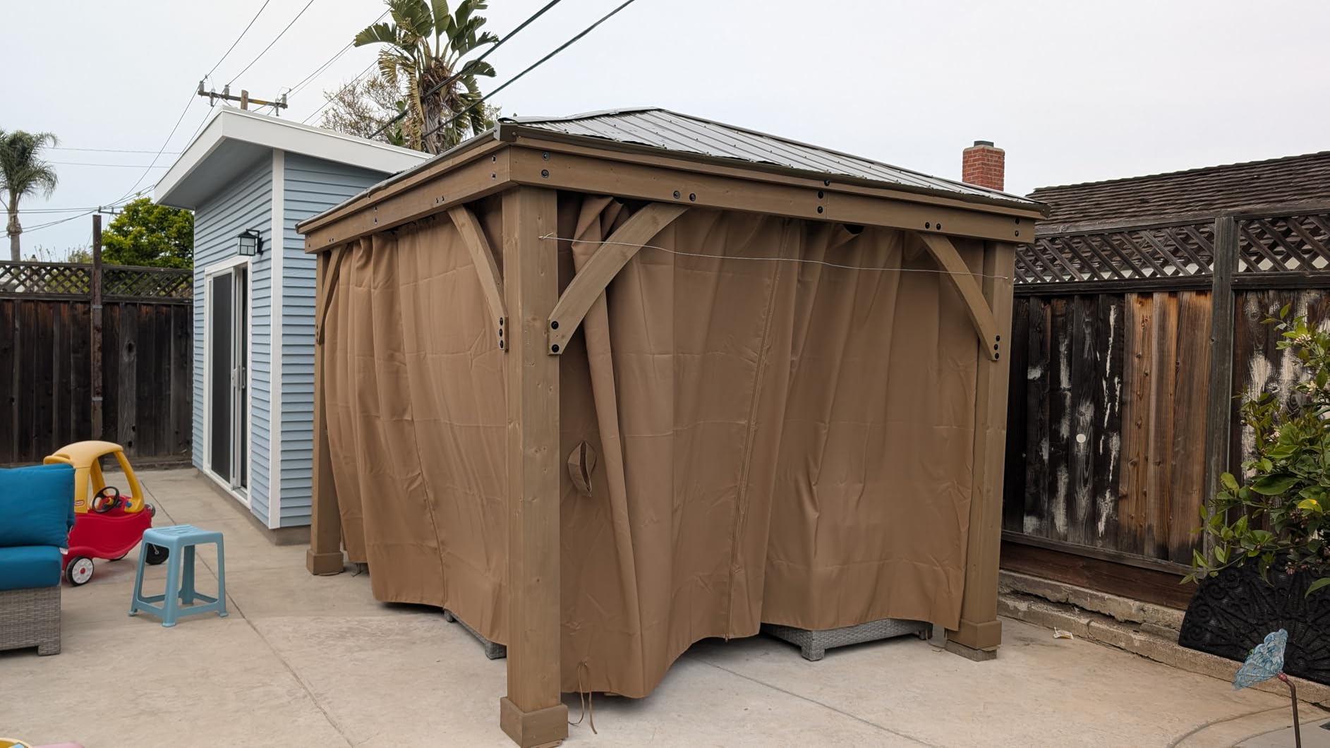 Gazebo Universal Replacement Privacy Curtain, 10'X12' Waterproof Outdoor Sidewall with Zipper for Patio, Garden and Backyard (4-Panels, Brown) customer photo 1