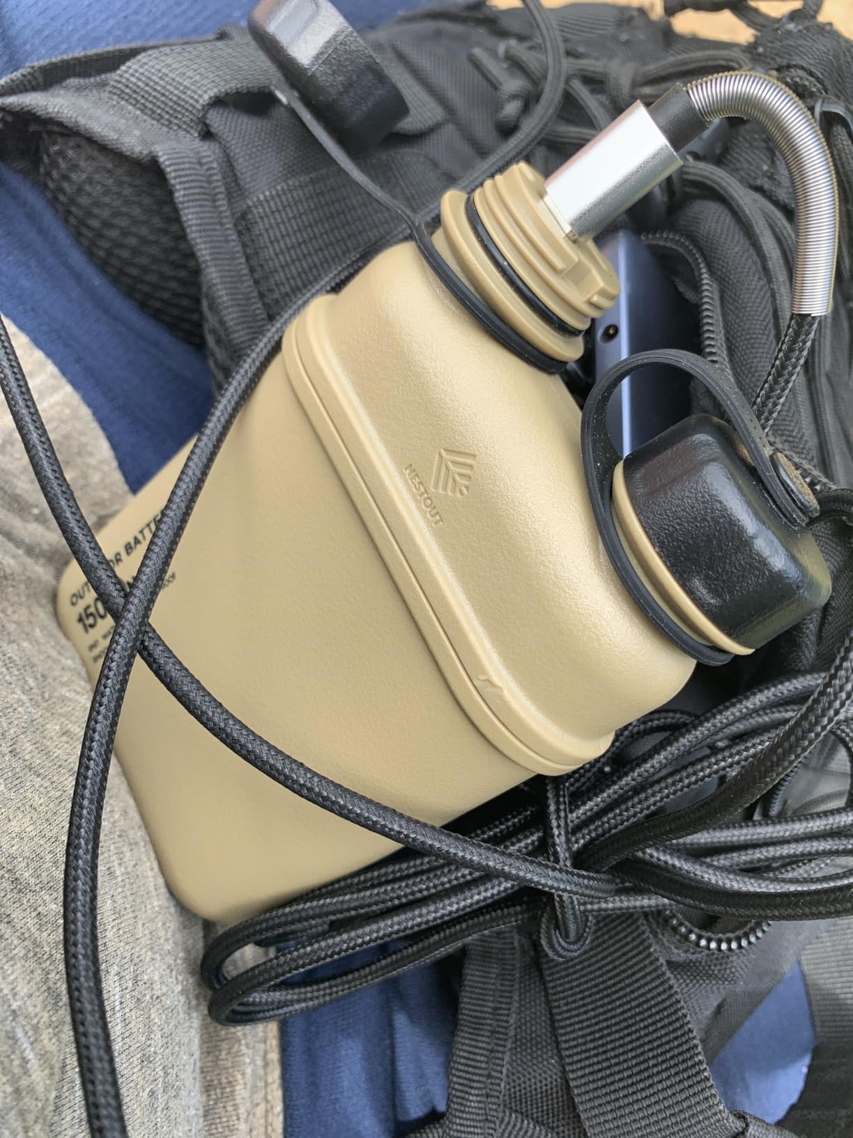 NESTOUT Rugged Power Bank, 15000mAh Outdoor Charger, 32W USB C Fast Charging PD, Waterproof IP67, Heavy Duty Shockproof, Tactical Battery Pack for iPhone Tablet Hiking Camping Survival (Beige) customer photo 1