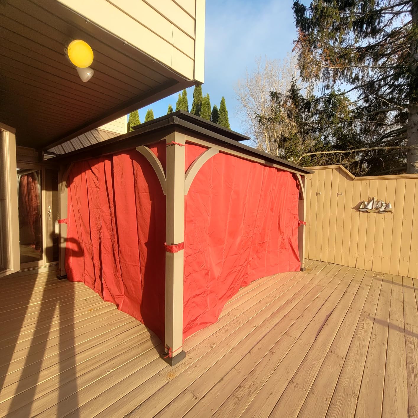 SCOCANOPY Khaki 10' x 12' Gazebo Privacy Curtain Set for Lowe's Allen Roth 10X12 Gazebo Model #GF-12S004B-1 / GF-12S004BTO/ TPGAZ17-002 customer photo 2