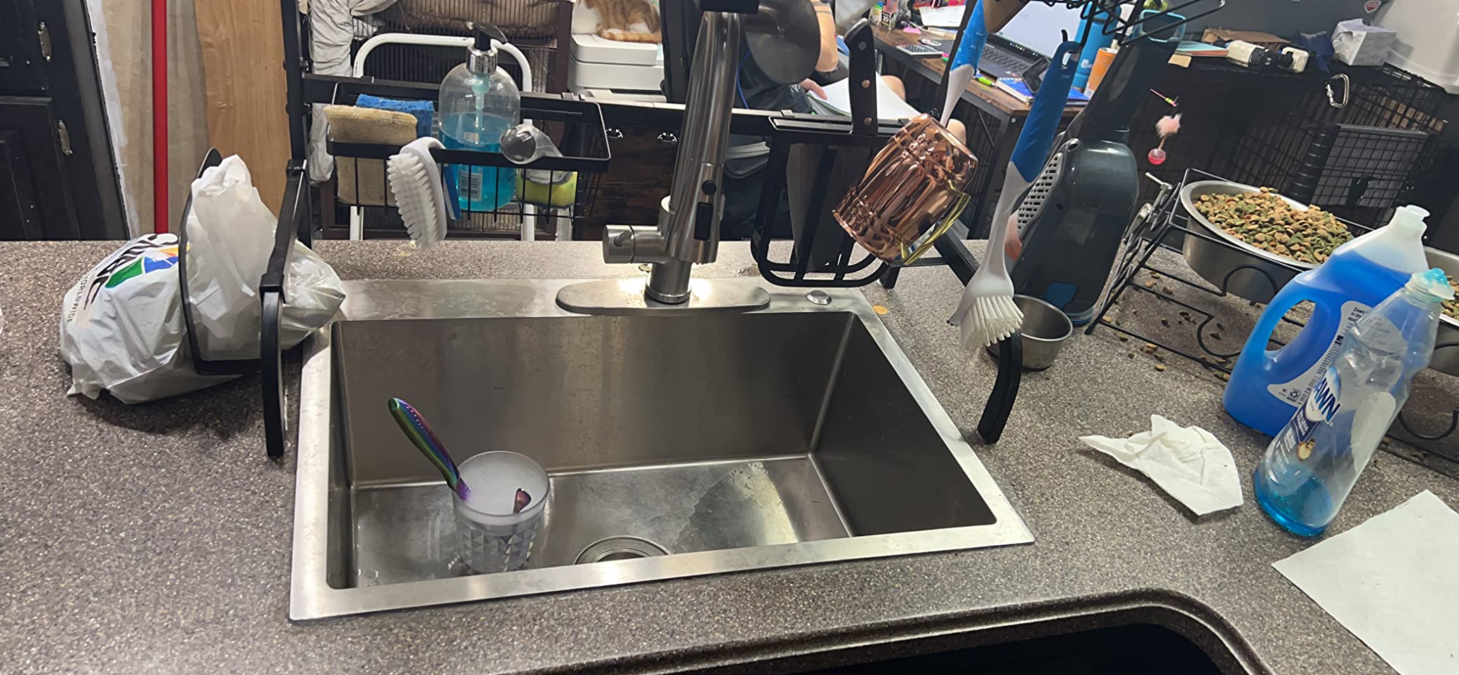 POPFLY 15 Inch Wet Bar Drop In Sink, SUS 304 Stainless Steel Topmount Sinks Handmade Single Bowl 18 Gauge Kitchen Small Outdoor Rv Sink, Brushed Nickel (15×17×8) customer photo 2