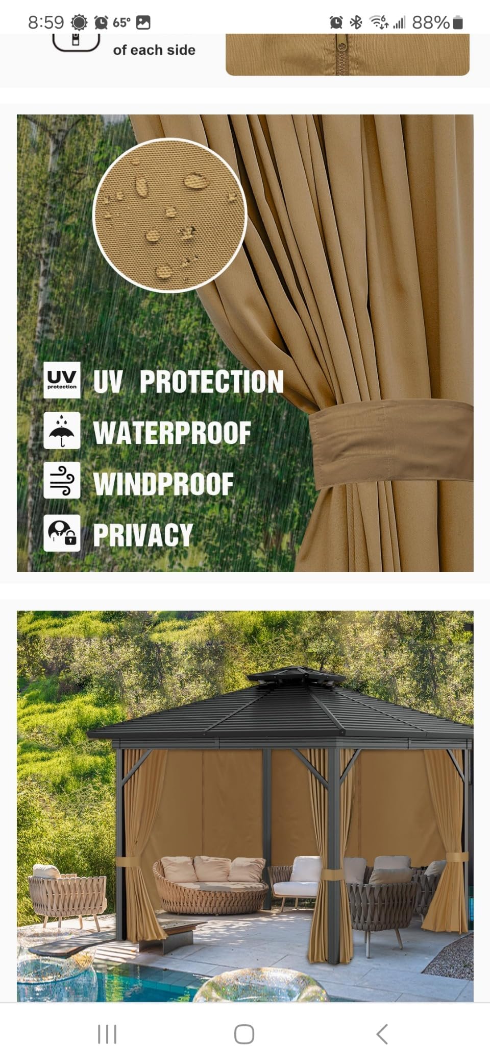 10'x12' Privacy Gazebo Curtains Outdoor Waterproof, 4-Panels Sidewall Curtain Universal Replacement with Zipper for Patio, Backyard, Garden (Only Curtains, Grey) customer photo 1