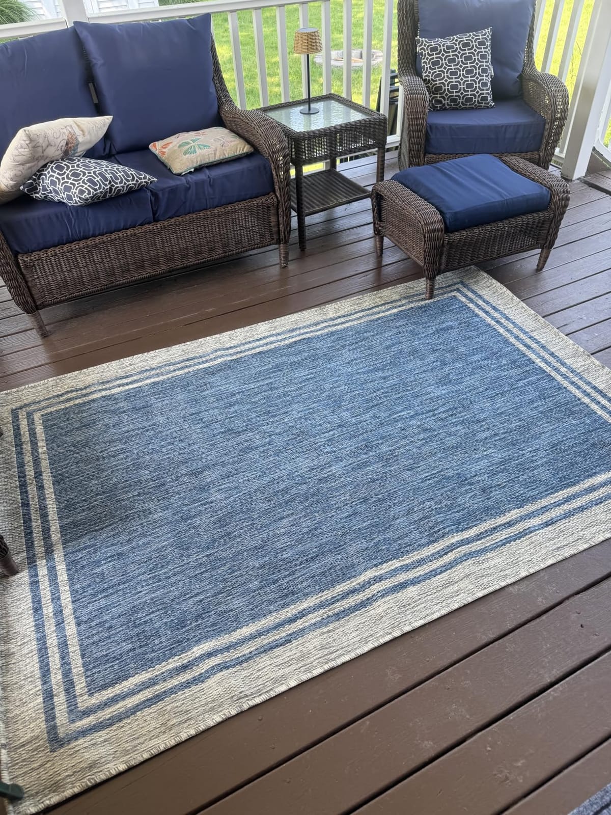 Luul Home Bordered Outdoor Rug 5x7 Washable Outside Carpet for Indoor Patio Porch Waterproof Easy Cleaning Non Shedding Area Rugs Dark Gray 5 x 7 customer photo 2