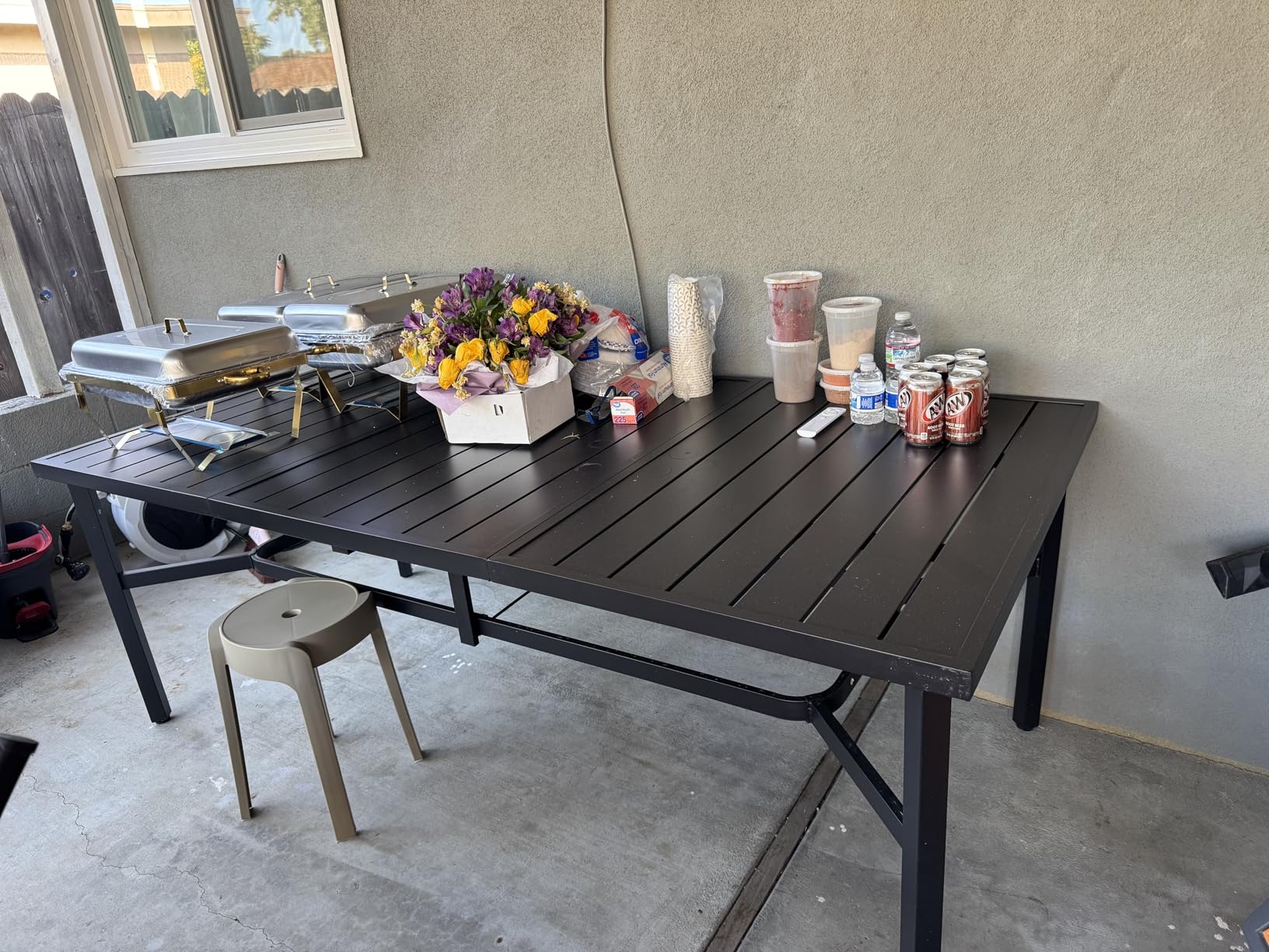 MIXPATIO Outdoor Dining Table for 8, Black Metal Table w/Umbrella Hole customer photo 1