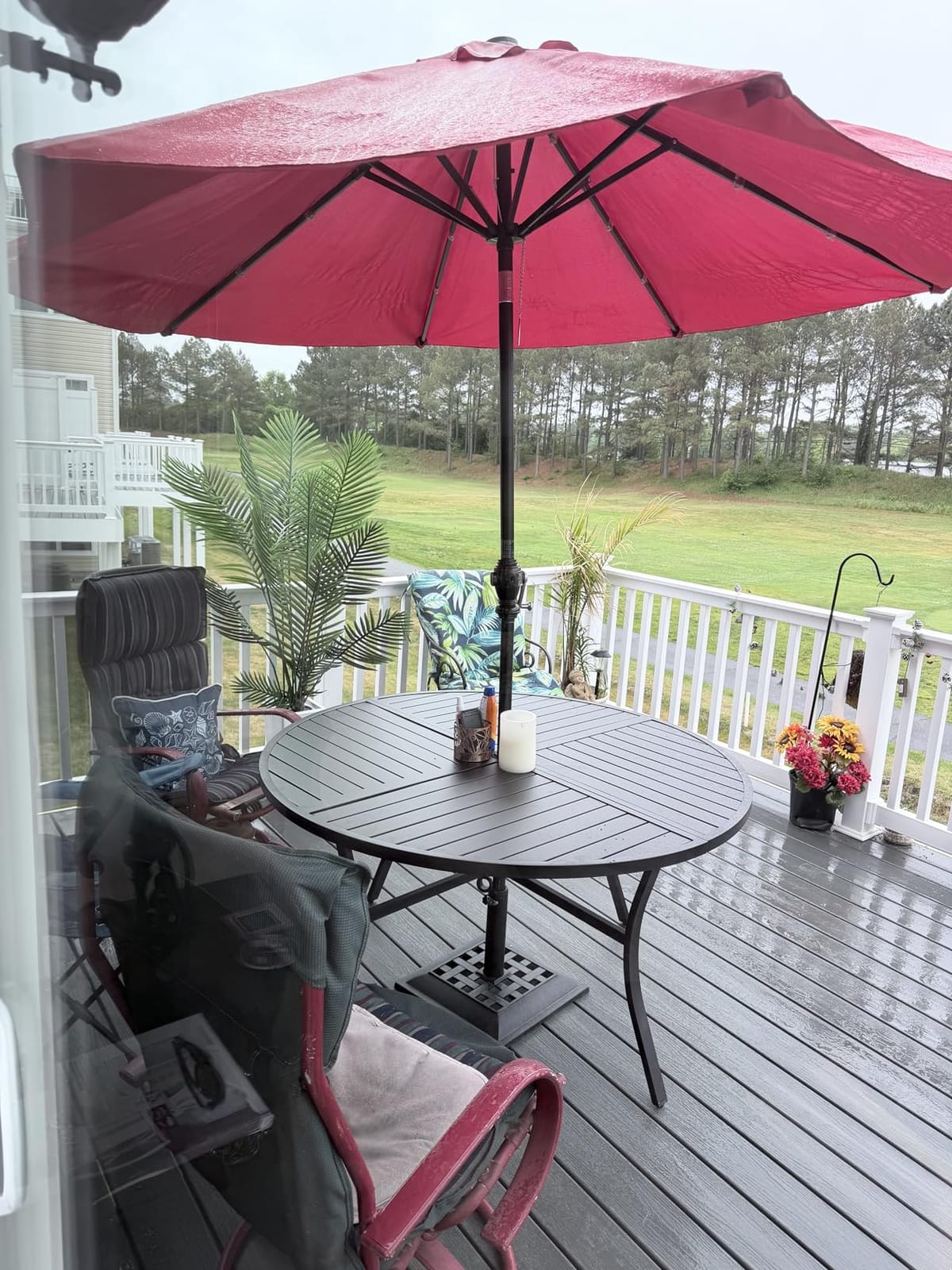 MIXPATIO Outdoor Dining Table for 8, Black Metal Table w/Umbrella Hole customer photo 2