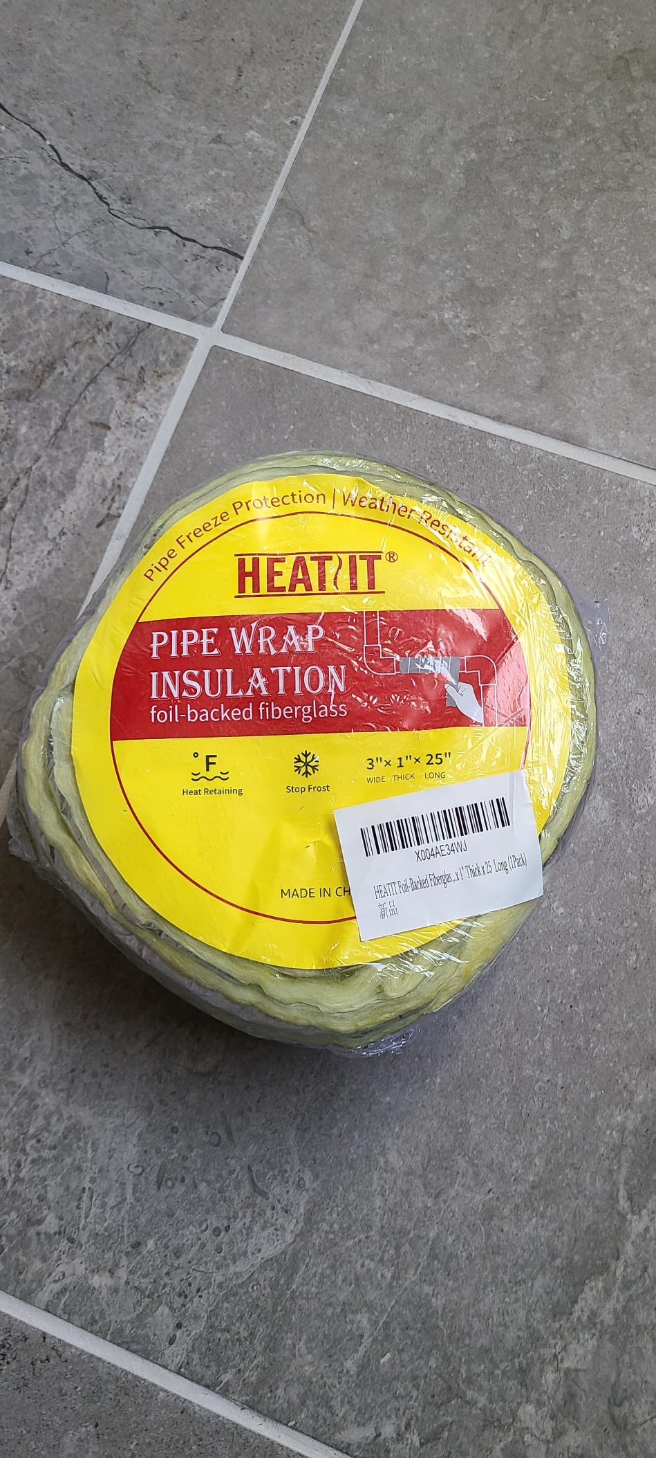 HEATIT Foil-Backed Fiberglass Pipe Wrap Insulation, 3
