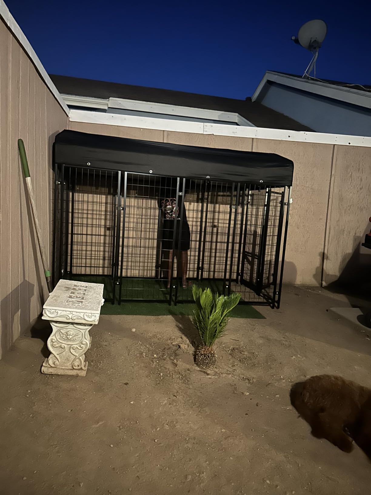 Sino Luban 2PCS Outdoor Dog Kennel Outside Run with Doggy Door, Swivel Feeder&Roof - 8x4x6FT Large Dog Kennels Pens Outside for Large Dogs Breed - Heavy Duty Cage (Can Connect to Your Dog House) customer photo 1