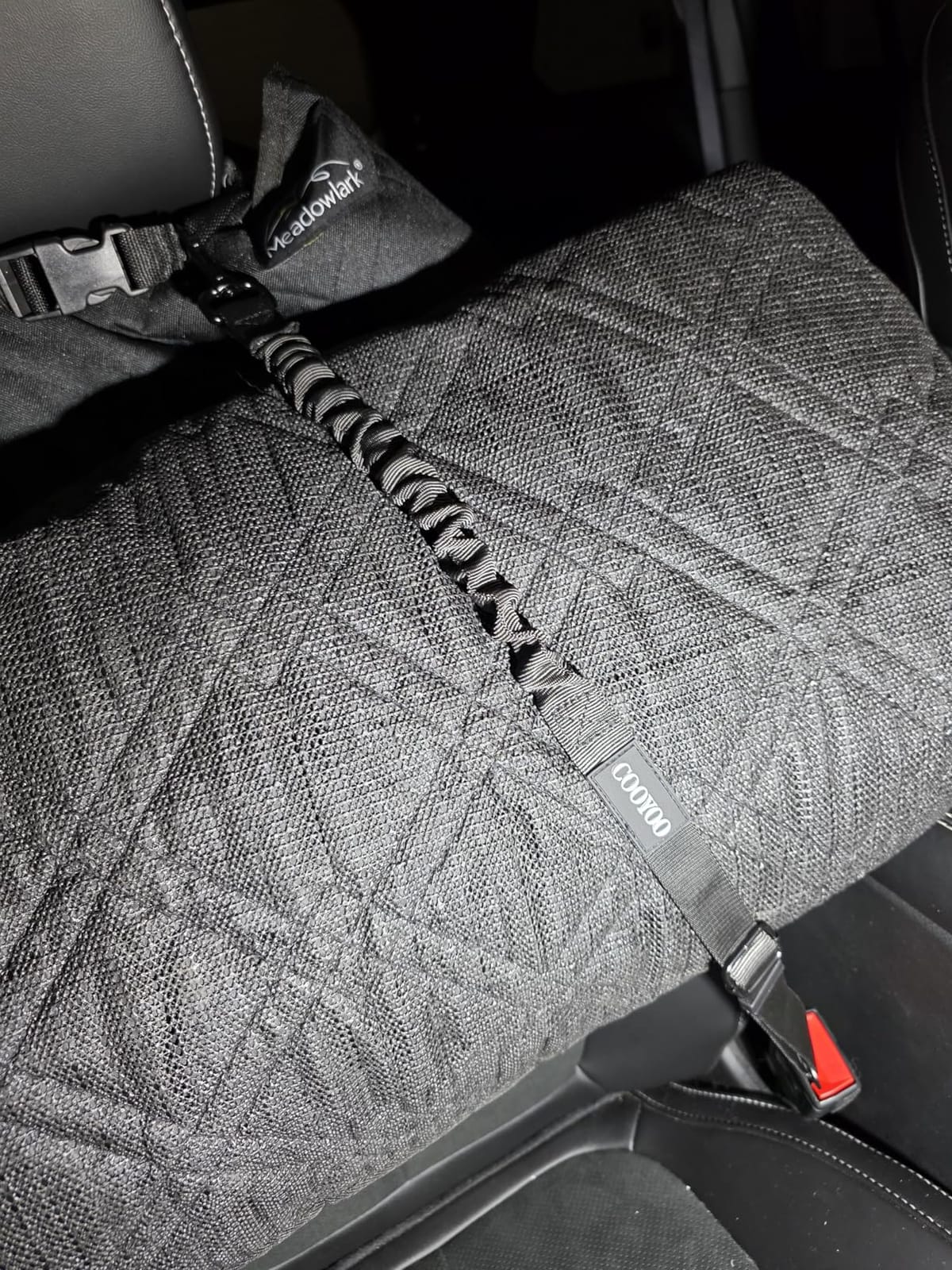 COOYOO Dog Seat Belt, Durability Retractable Dog Car Harness Adjustable Dog Seat Belt for Vehicle Nylon Pet Safety Seat Belts Heavy Duty & Elastic (1 Pack Black) customer photo 1
