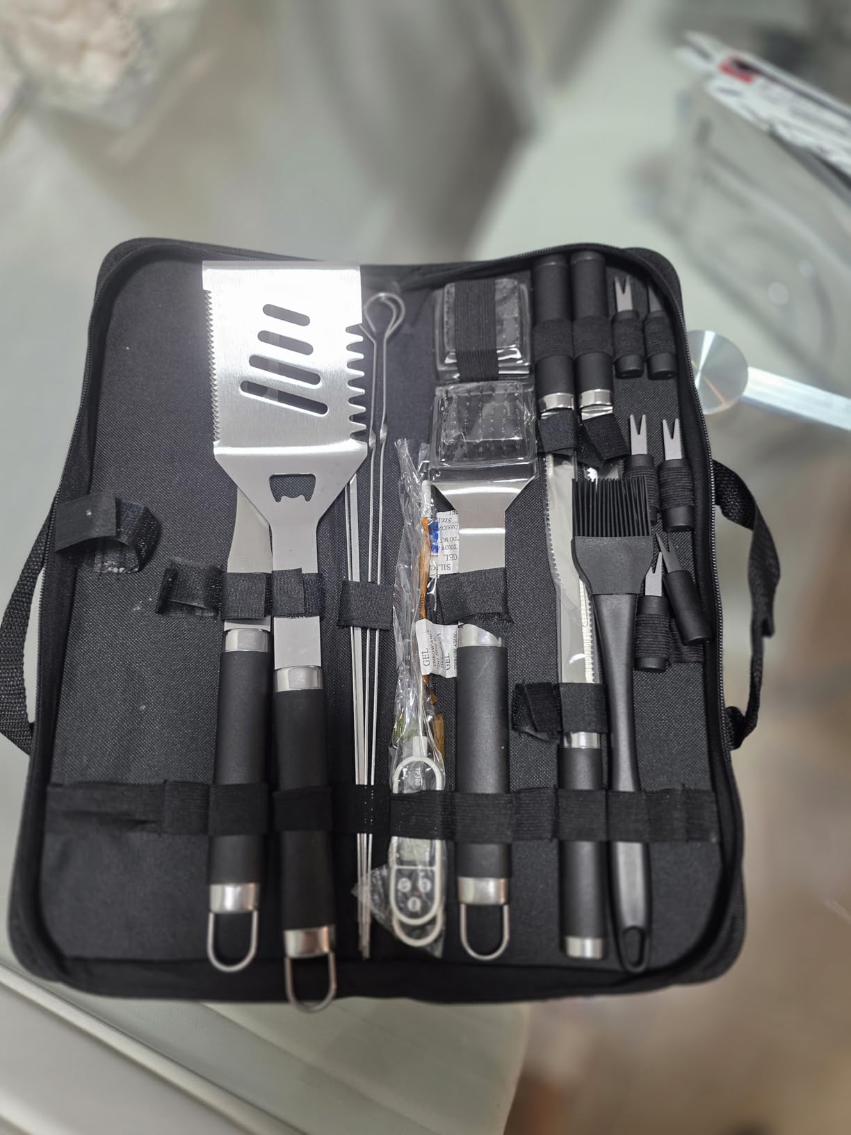 POLIGO 29 PCS BBQ Grill Accessories Stainless Steel BBQ Tools Grilling Tools Set with Storage Bag for Fathers Day Dads Birthday Presents - Camping Grill Utensils Set Ideal Grilling Gifts for Men Brown customer photo 2