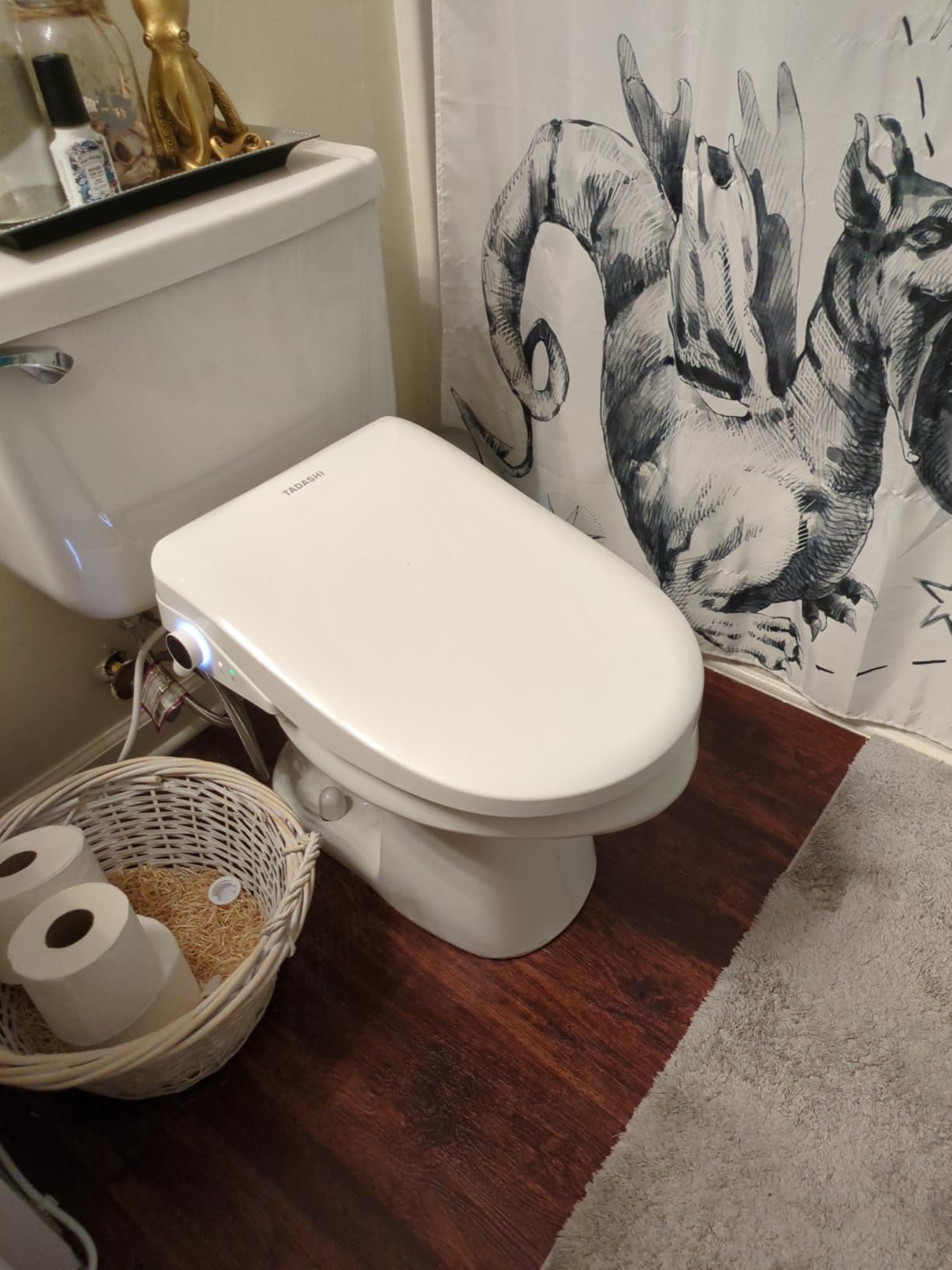 Tadashi Electric Bidet Toilet Seat Elongated, Wireless Remote & Side Panel, Instant Warm Water, Feminine & Rear Wash, Self‑Clean Nozzle, Adjustable Heated Seat, Air Dryer, Slow Close Lid customer photo 2