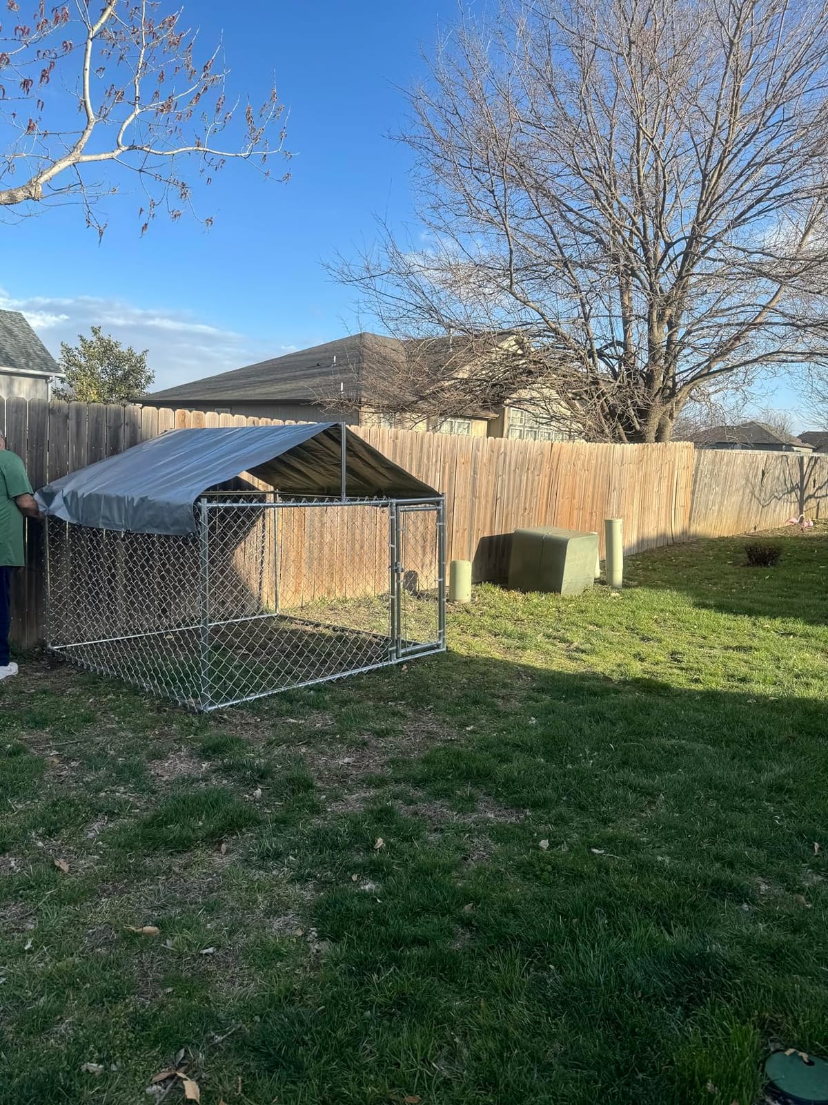 10 x 10 x 6.56 ft Outside Dog Kennel Outdoor Large with Roof, Enclosure with Roof, Outdoor Heavy Duty Dog Run Pens House Pet Playpen with Galvanized Chain Link customer photo 2