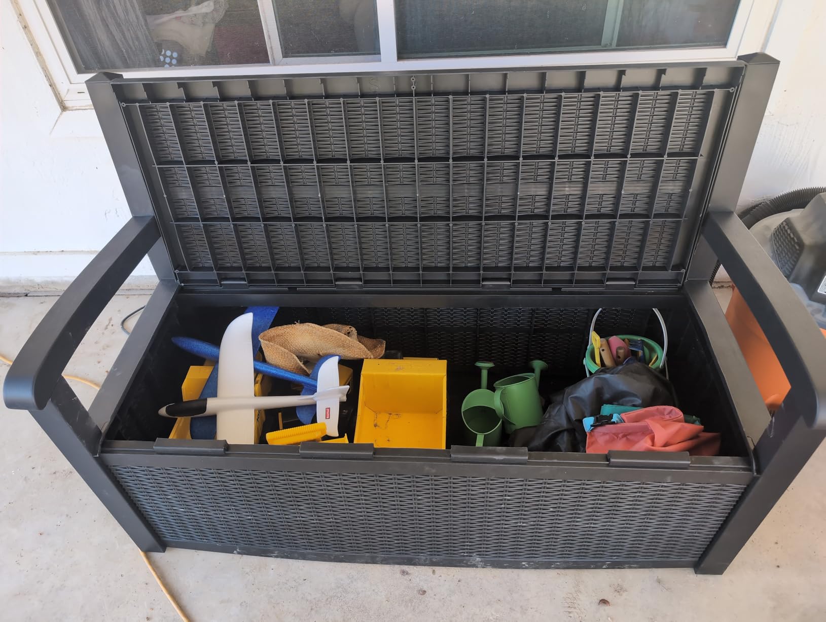 PatioZen 80 Gallon Outdoor Storage Bench Deck Box, Black customer photo 1