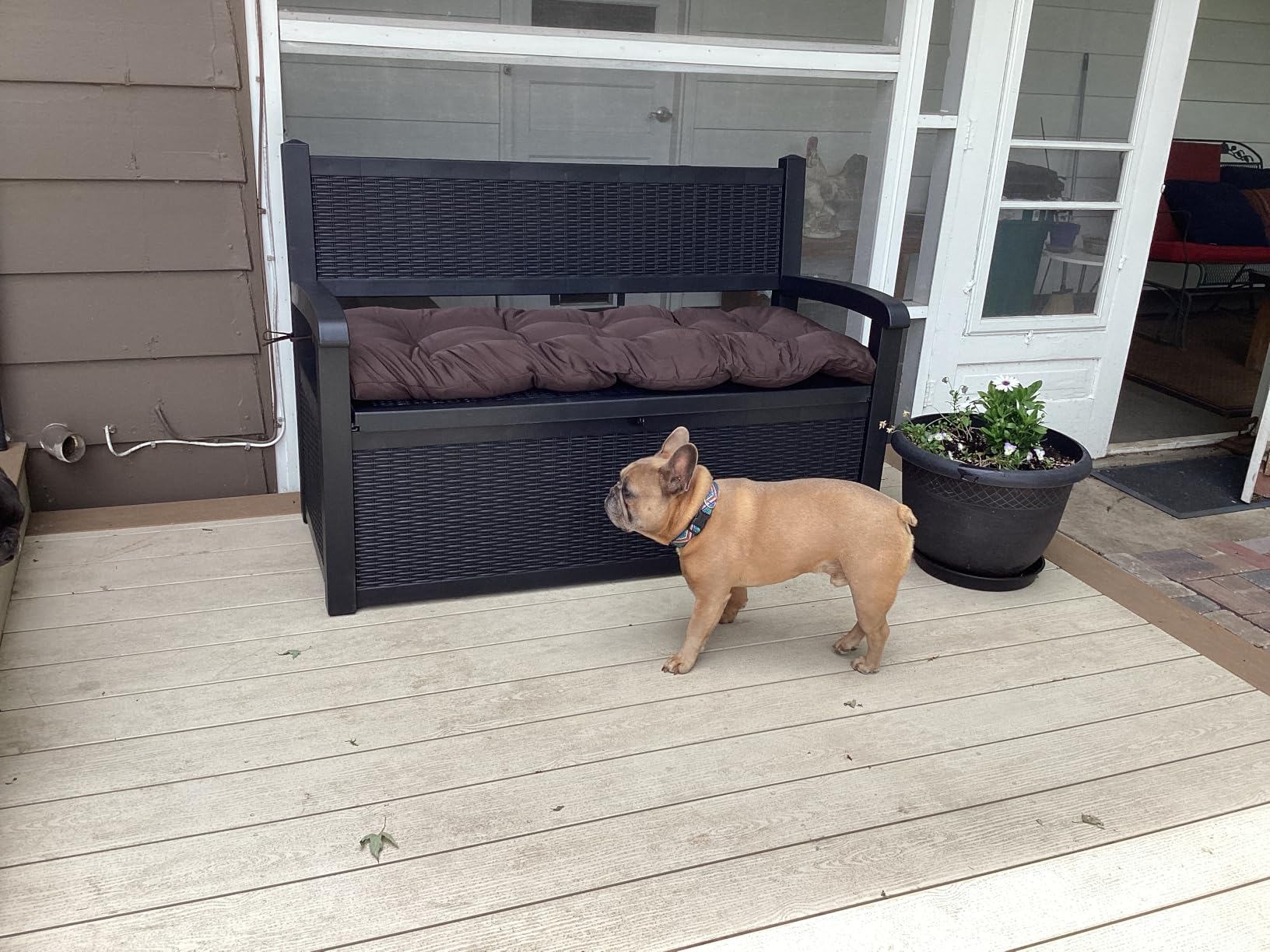 PatioZen 80 Gallon Outdoor Storage Bench Deck Box, Black customer photo 2