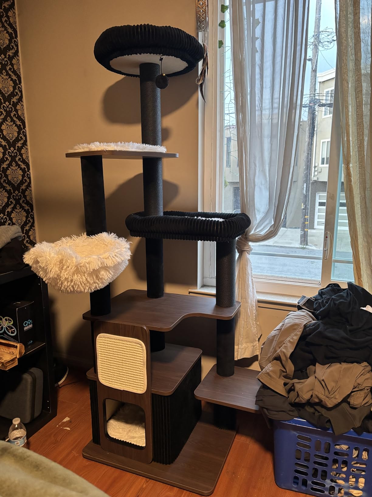 Wood Cat Tree for Indoor Cats, Modern Cat Tower with Sisal Scratching Posts customer photo 2