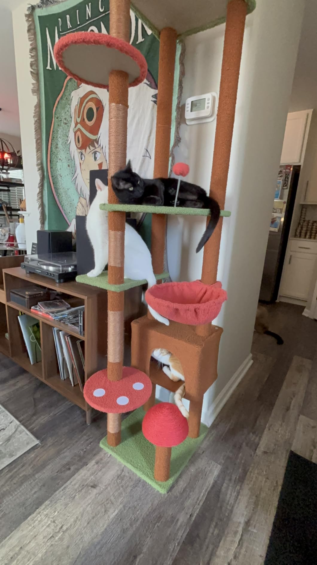 PEQULTI Floor to Ceiling Cat Tree, Adjustable 83-108in 5-Level Tower, Beige customer photo 1