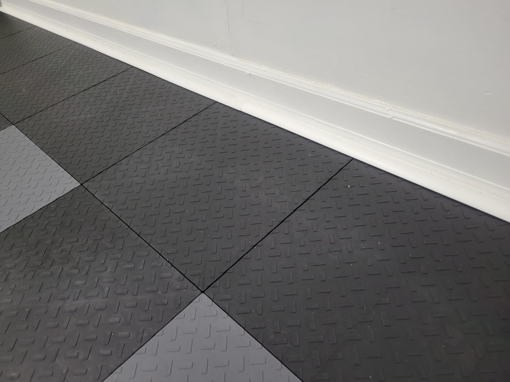 Garage Floor Tiles Interlocking Garage Flooring Tiles Pack of 48 Antislip Oil and Stain Resistant for Garages Shop Floors Basements 40000 LBS Load Capacity (Black, 12 inch x 12 inch, Drain Tiles) customer photo 2