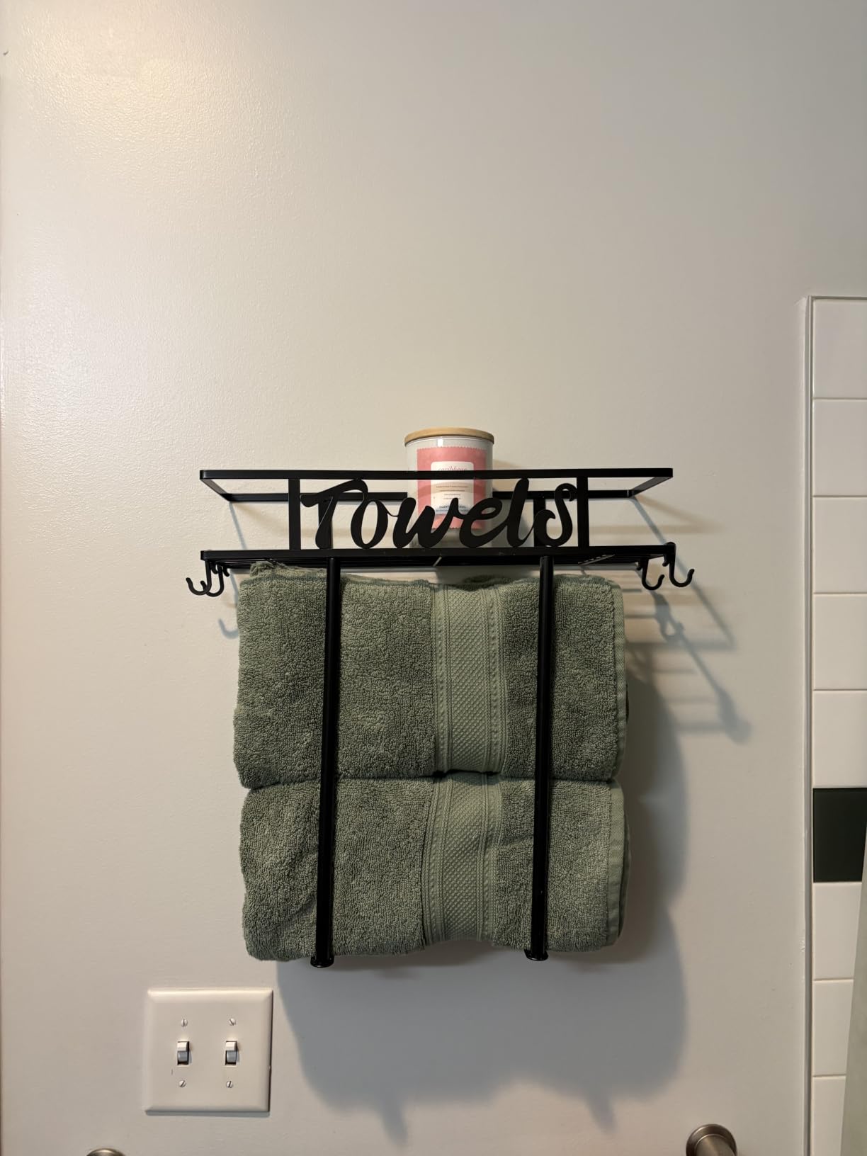 HapiRm Wall Mounted Towel Rack for Bathroom, Towel Storage for Above Toilet customer photo 2