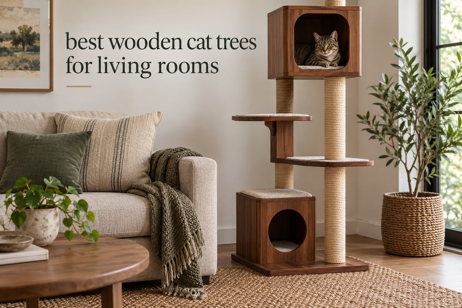 best wooden cat trees for living rooms